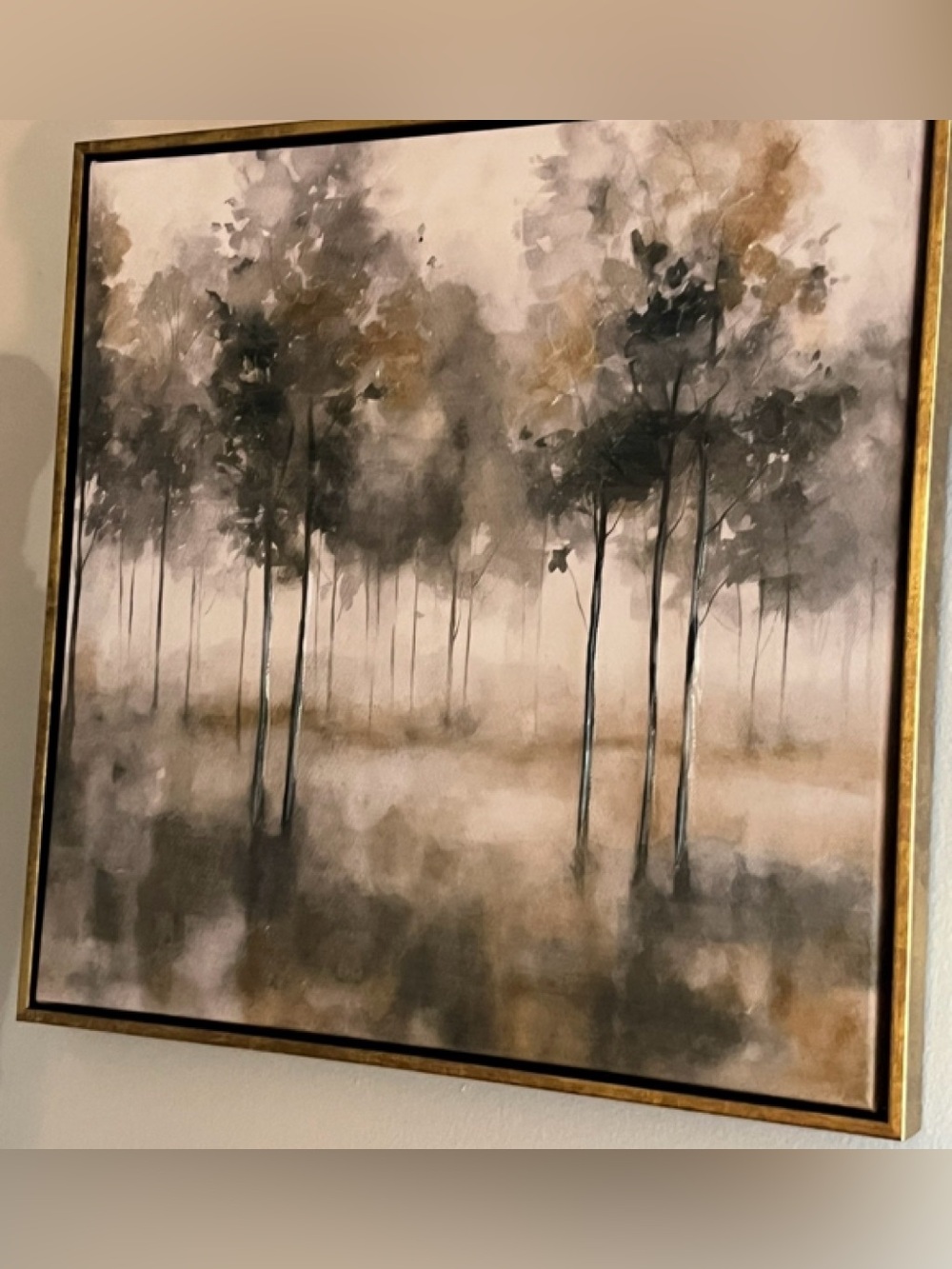 2 Framed Abstract Forest Wall Art in Neutral Tones - Brand